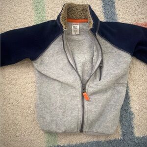 Carters Kids Navy & Light Gray Fleece Jacket with Sherpa Collar - 18M